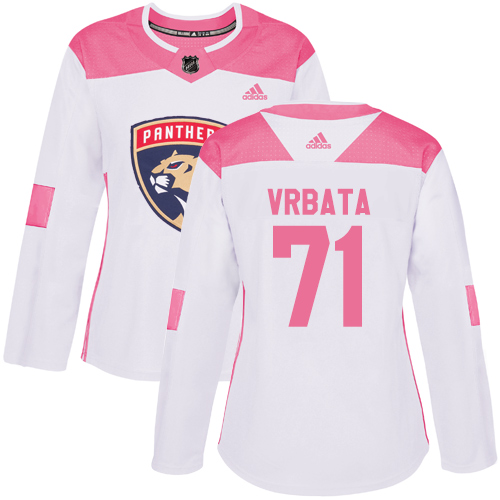 Adidas Panthers #71 Radim Vrbata White/Pink Authentic Fashion Women's Stitched NHL Jersey